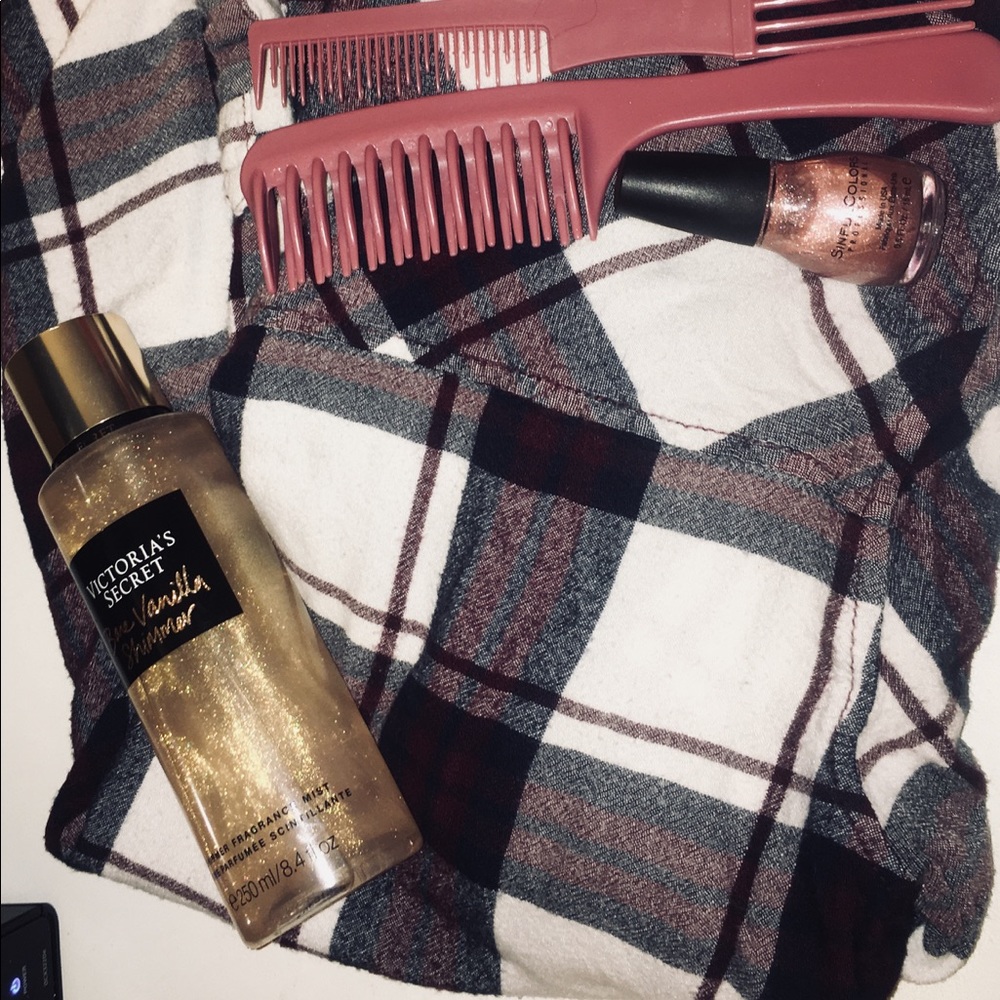 Maroon, White, and Dark Blue Flannel Top